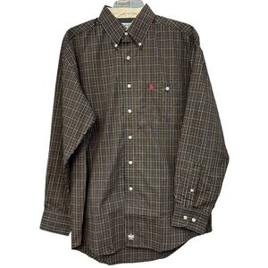 Wrangler PBR Plaid Button Down Shirt Men’s M Western Rodeo Cowboy